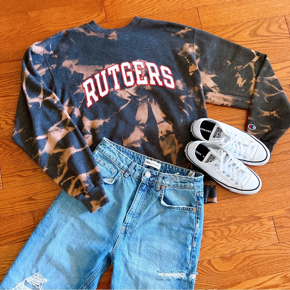 Rutgers University Bleach Dyed Crewneck Sweatshirt